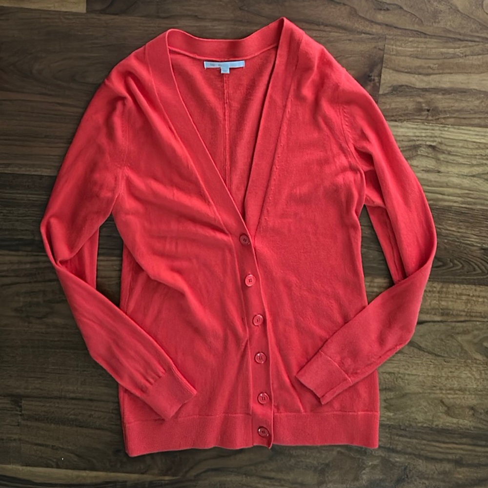 Coral Button-Up Cardigan